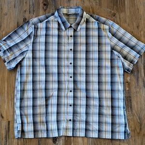 5.11 Tactical Series Shirt Men's XL Gray Blue Beige Plaid Short Sleeve ButtonUp